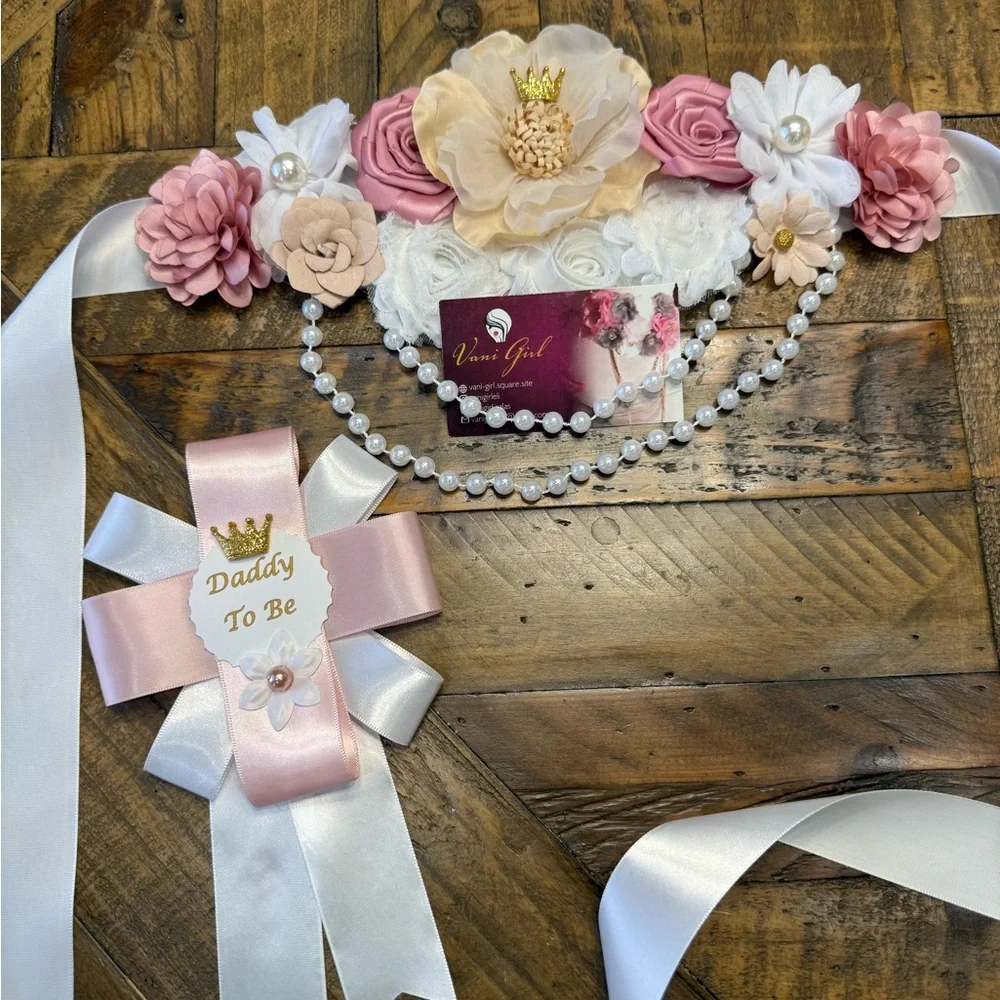 Elegant Pink and White Floral Belt for Kids